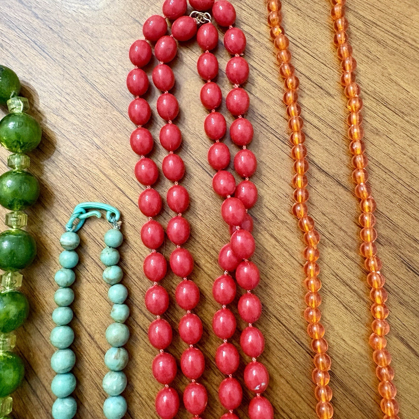 Vintage 1930 – 1960 Plastic Single Strand Beaded Necklace Lot MCM Art Deco