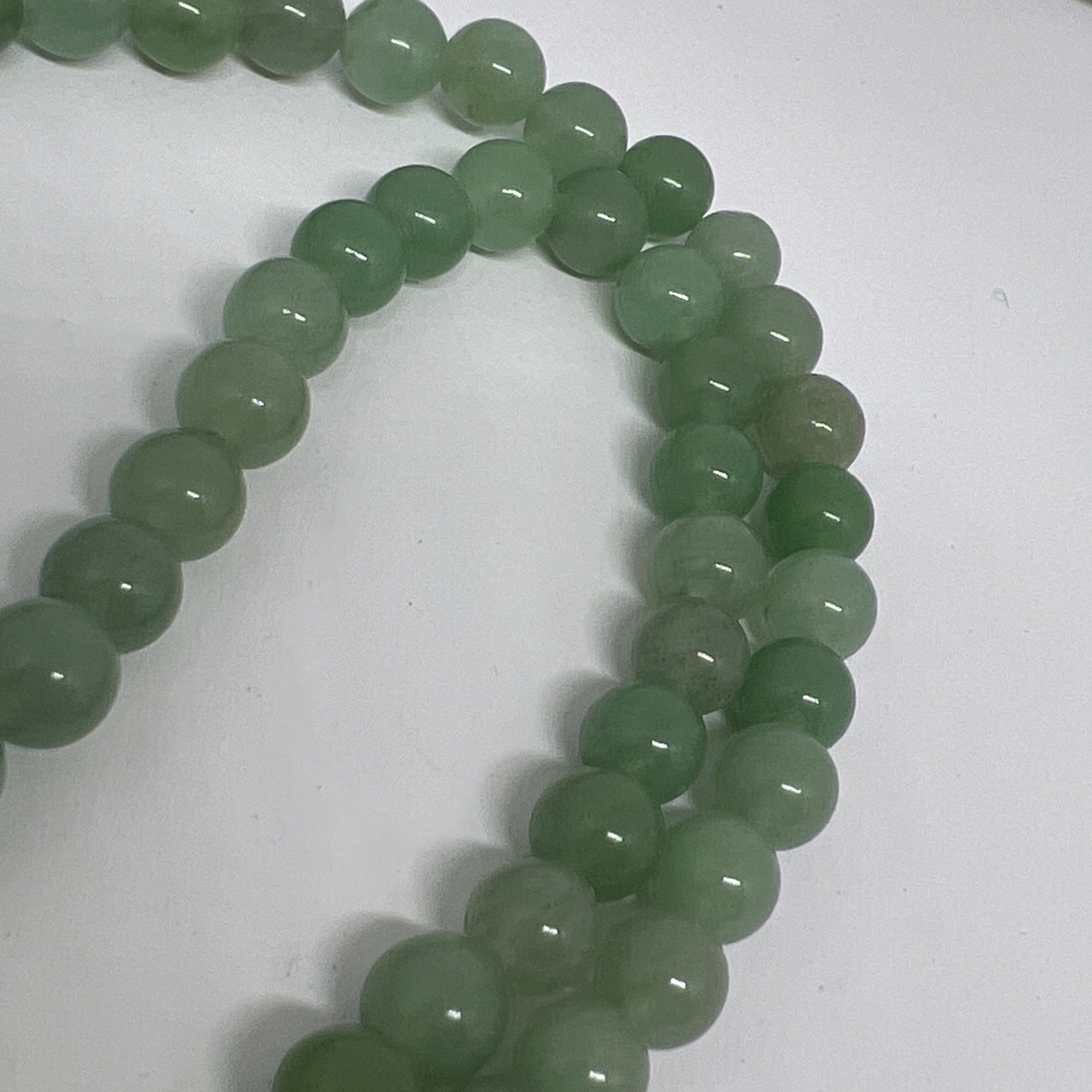 Vintage Natural Green Jade Jadeite Round Bead 20”-22” Necklace Silver Tone