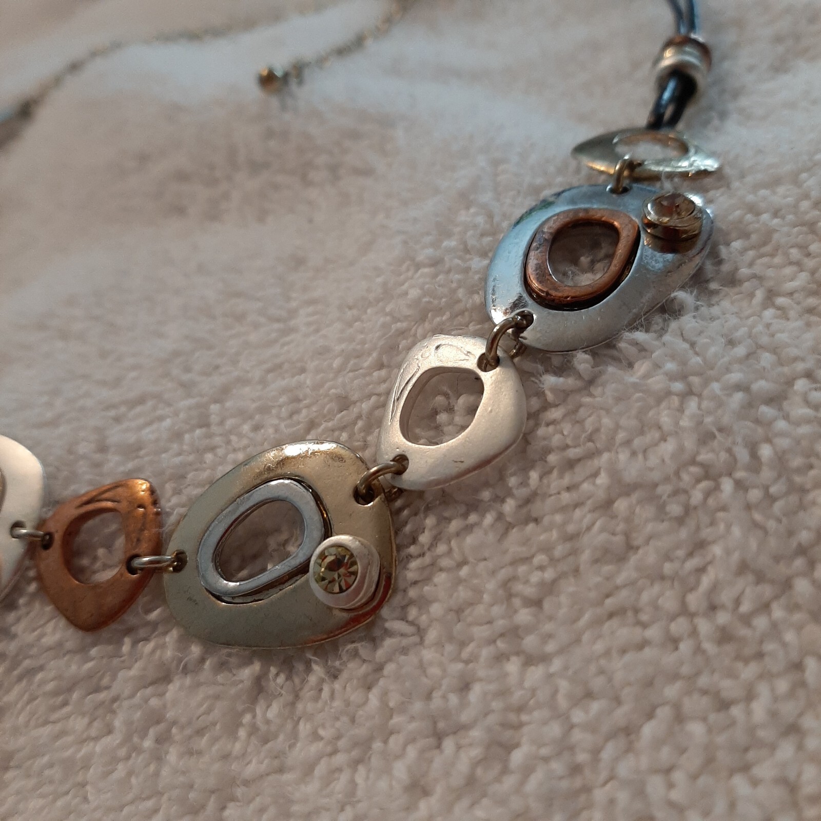 Mix Media Necklace With Gems 20” Chain Only
