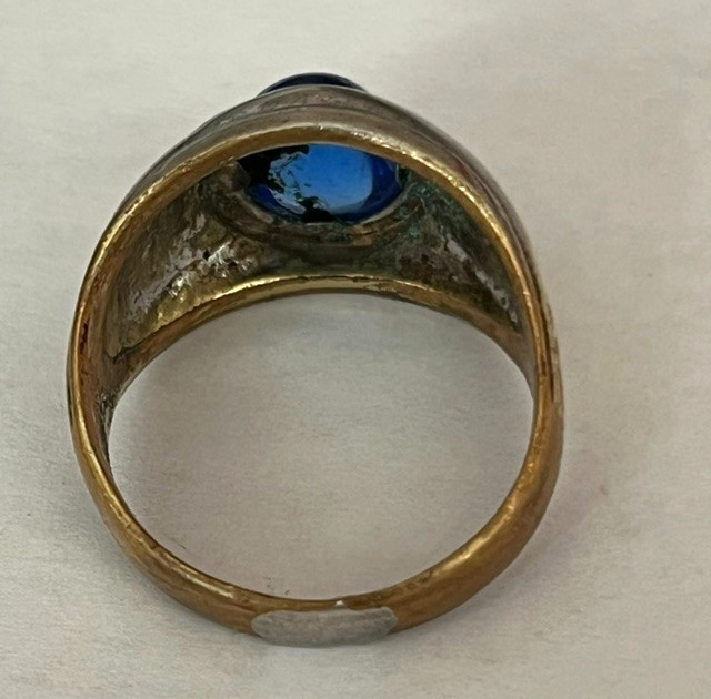 Vintage Men’s Ring With Blue Cabochon Stone & Clear Accent Stones Size 10