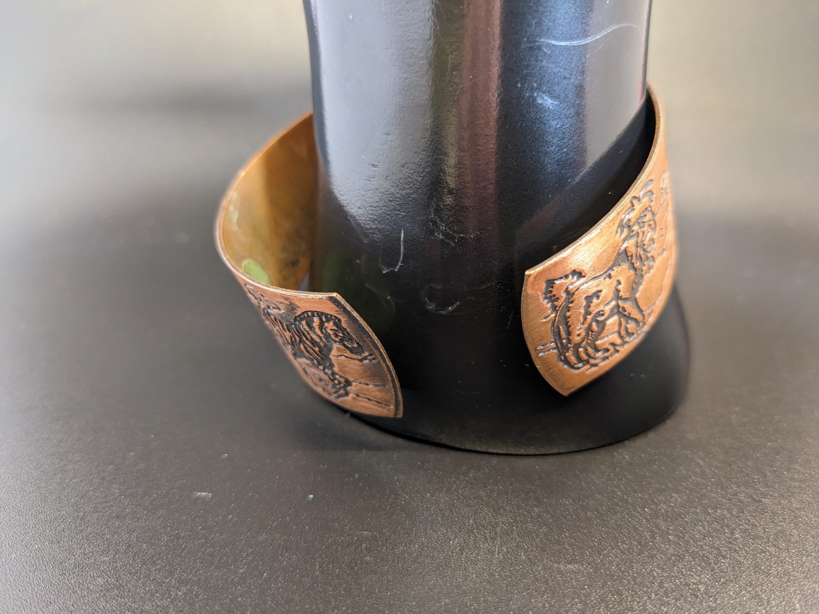 Vintage Safari Animals Engraved Copper Cuff Bracelet