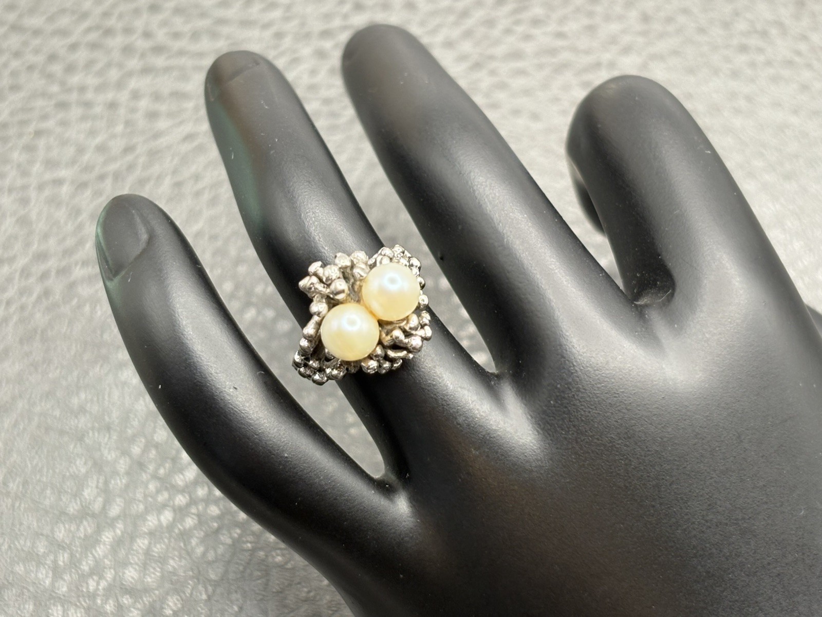 ESPO Joseph Esposito Brutalist Sterling Silver 925 Modernist Pearl Ring Size 5.5