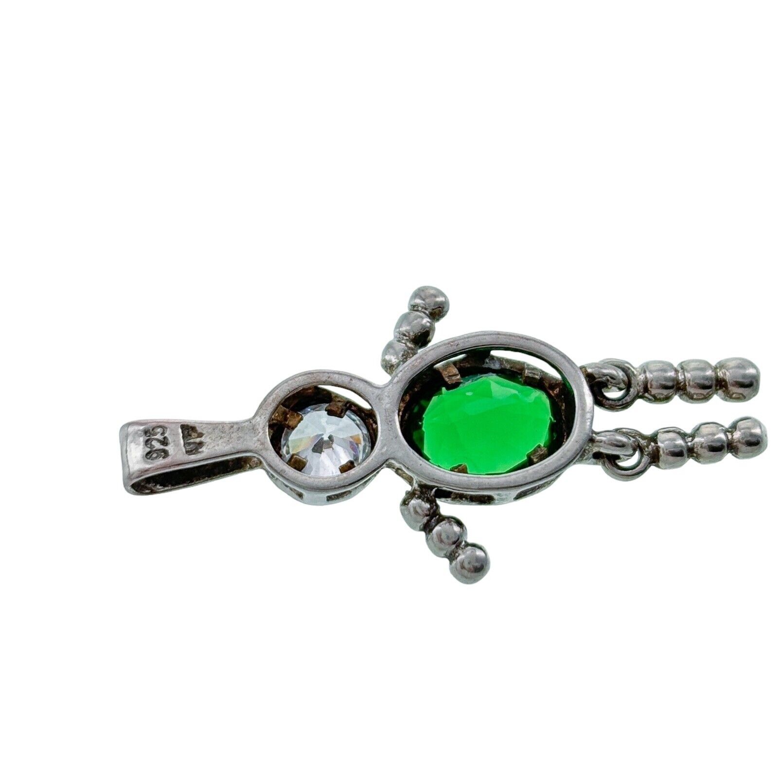 Sterling Silver 925 Green Crystal Dangle Person Charm Pendant