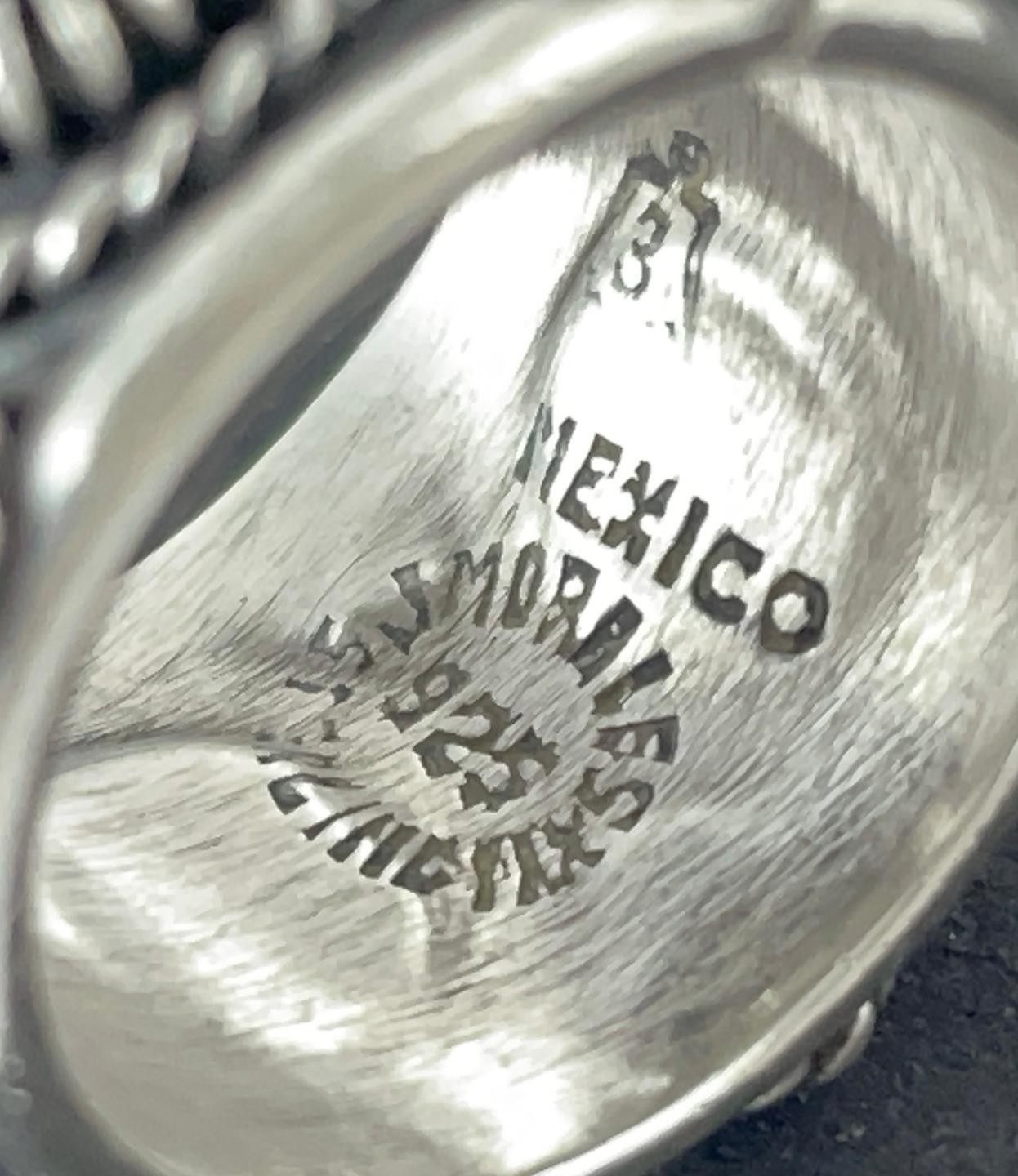 VINTAGE TAXCO MEXICO STERLING SILVER WIDE BAND RING J MORALES SIZE M½