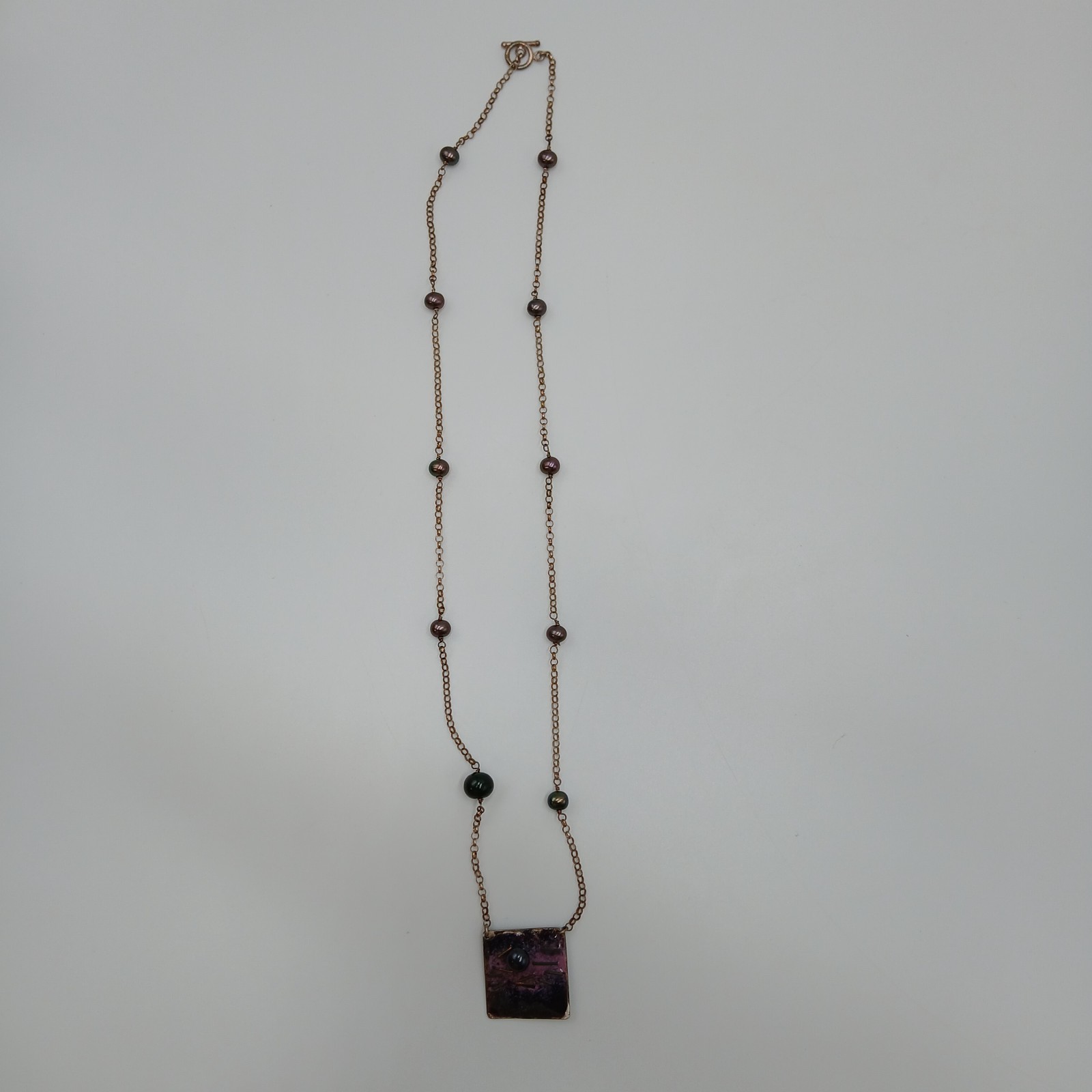 925 Station Peacock Pearl Necklace 24in Sterling Silver 12gtw Artisan Enamel