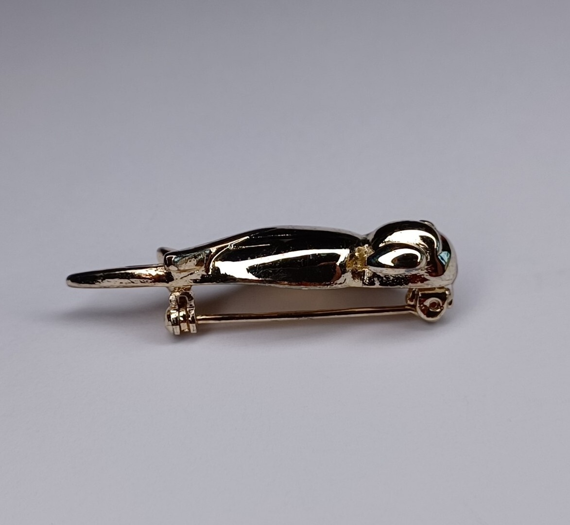 Vintage Brooch Pin Gold Tone Parrot Bird 1.5″ Women’s Costume Fashion Jewelry