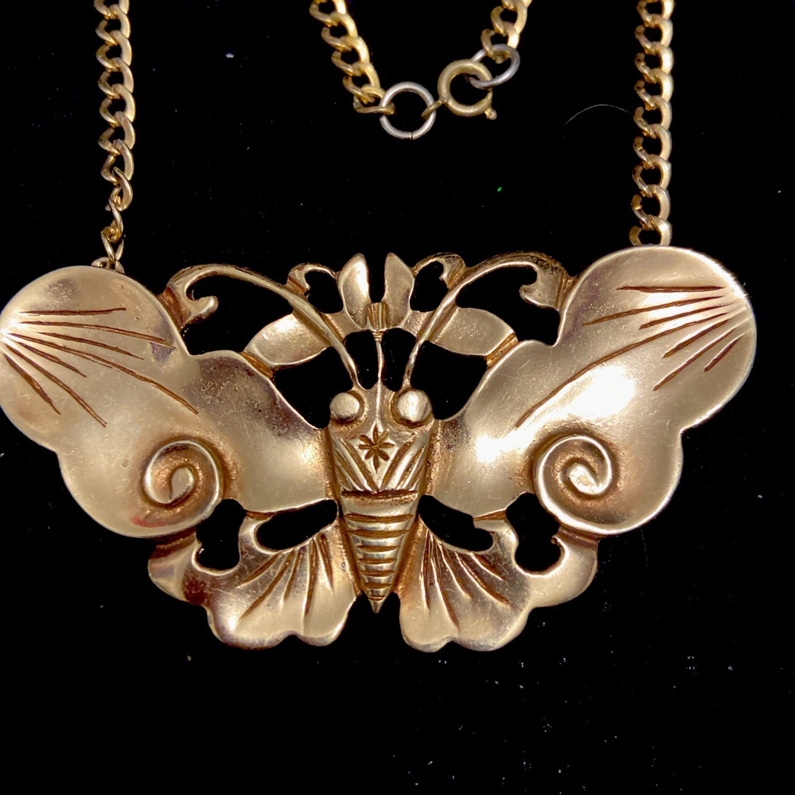 Vintage SI Alva Studios Asian Butterfly Replica Statement Necklace 1970’s