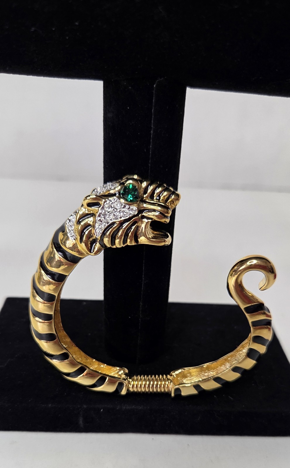 Kenneth J Lane KJL Raja Tiger Enamel & Crystal Bracelet Signed With Box & Papers