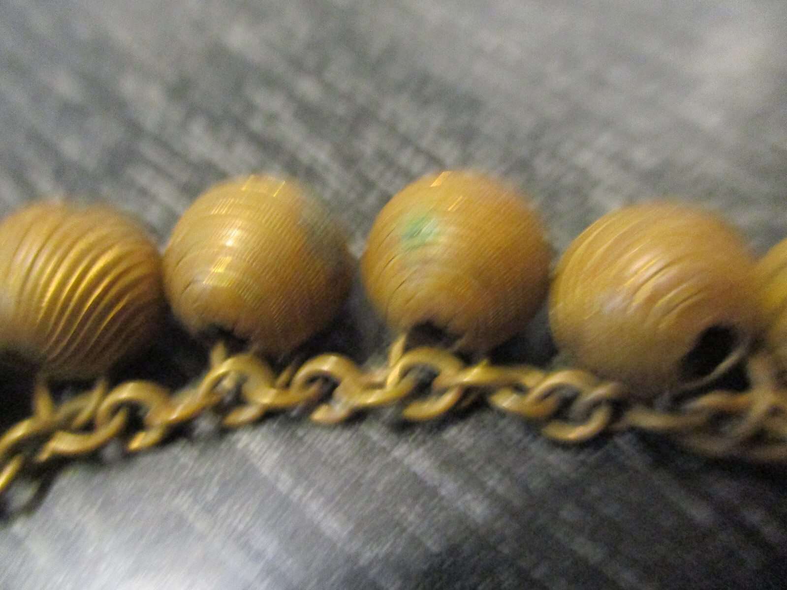 Antique Victorian Vintage Dangle Drop Brass Bead Charm Chain Choker 16″ Necklace