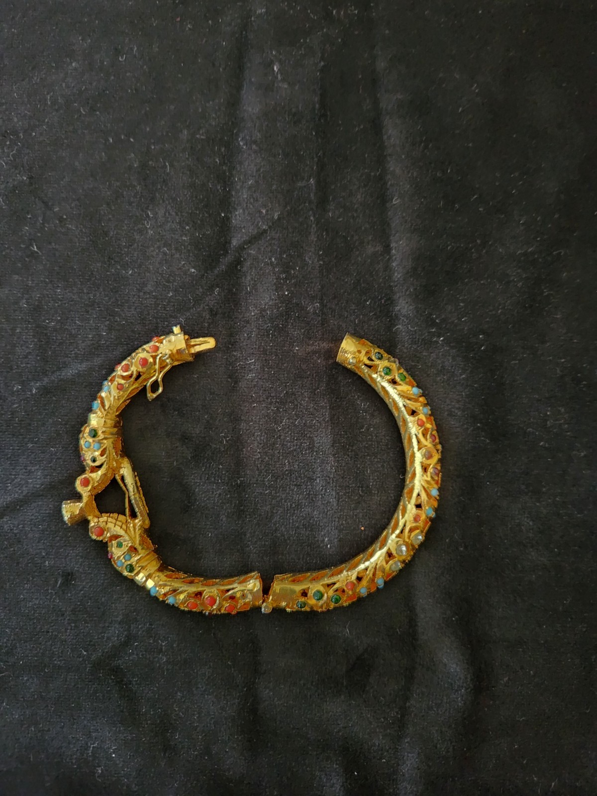 Antique Mughal Elephant Wedding Cuff Bracelet Gold Plated