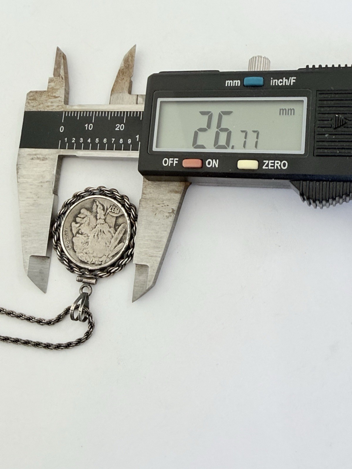 Vintage 1937 Buffalo Nickel Coin Pendant 925 Sterling Silver Chain 15-grams