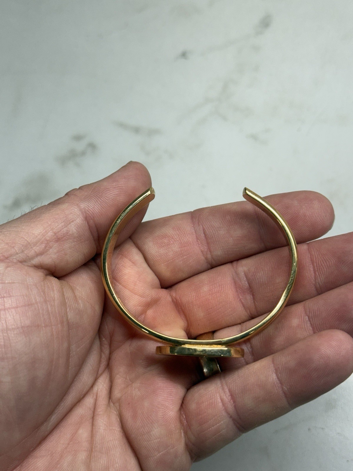 Vtg Reed & Barton May Lily Of Valley Braclet Cuff Damascene Gold Plate 2-1/4”