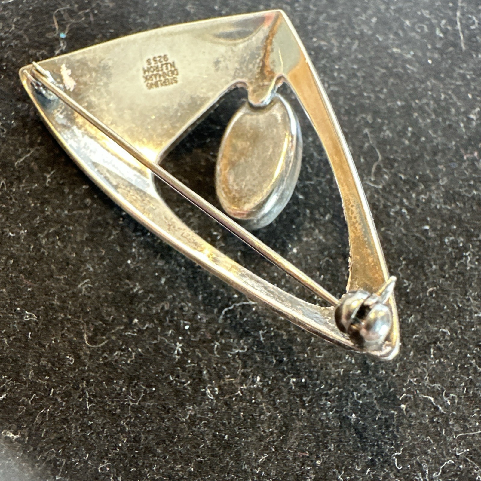 N. E. FROM~ DENMARK~ STERLING BROOCH w AMBER STONE Modernist