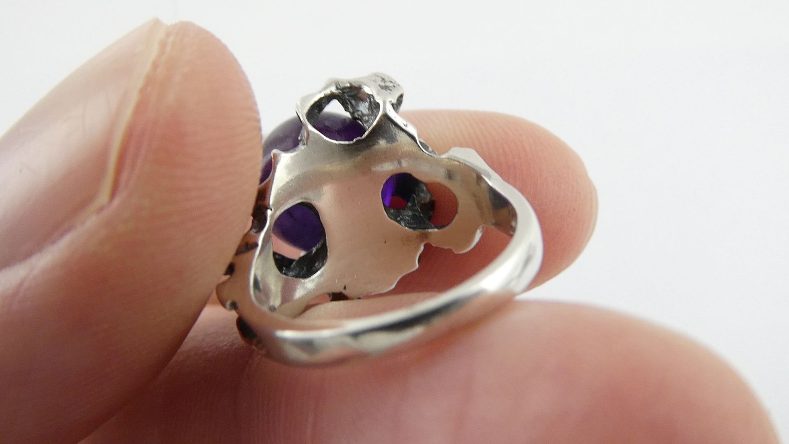Neils Erik NE From Denmark Sterling Silver Amethyst Modernist Ring Size 3.75 6g