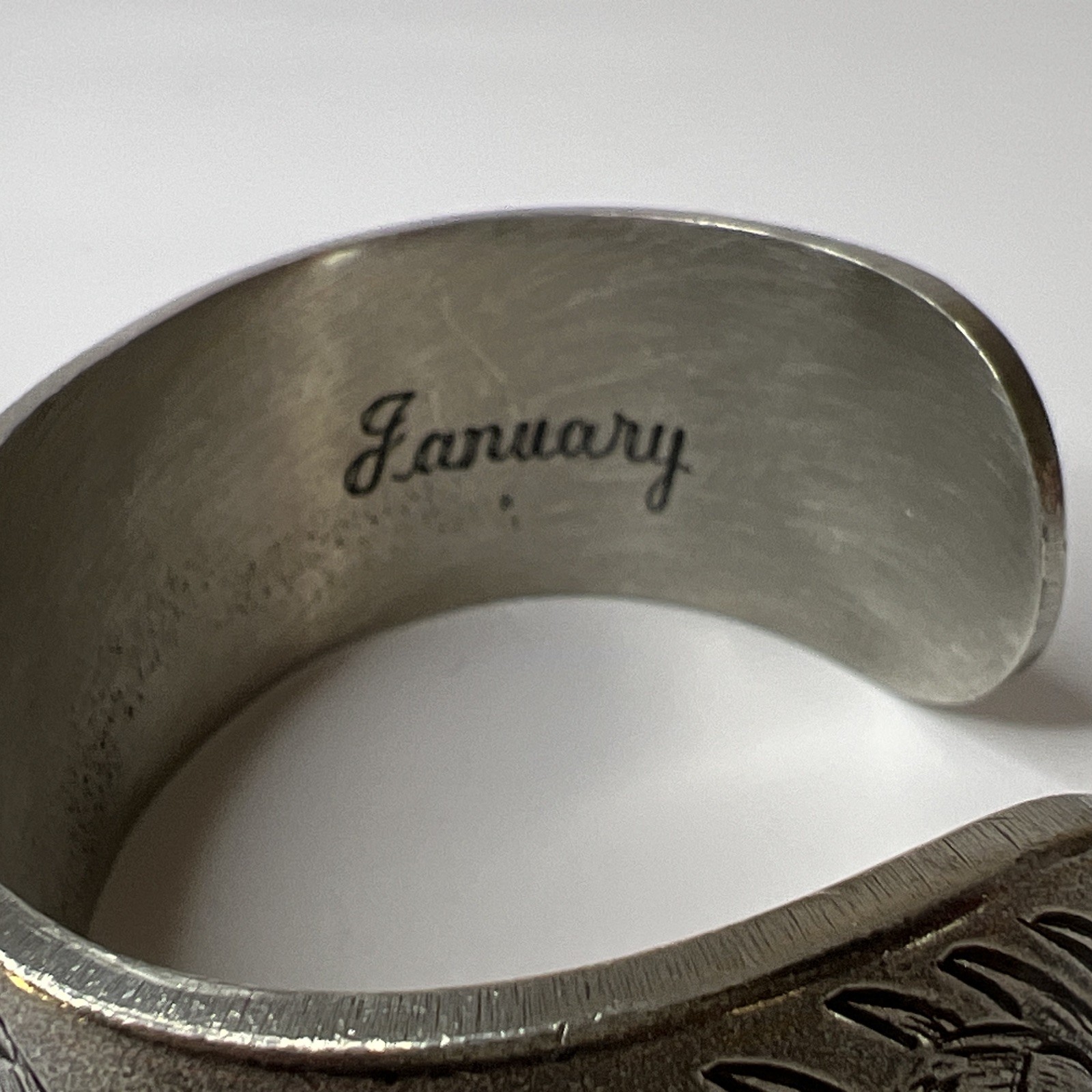 Vintage Salisbury Pewter January Flowers Wide Cuff Bracelet Floral Design