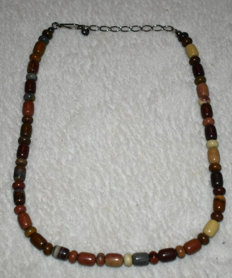VINTAGE NATURAL STONE NECKLACE 21″ EARTHTONES