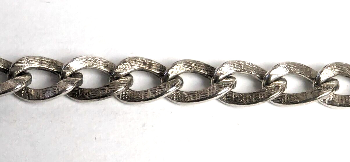 Vintage Sterling Silver Textured Link Starter Charm Bracelet 7.25” VERY NICE