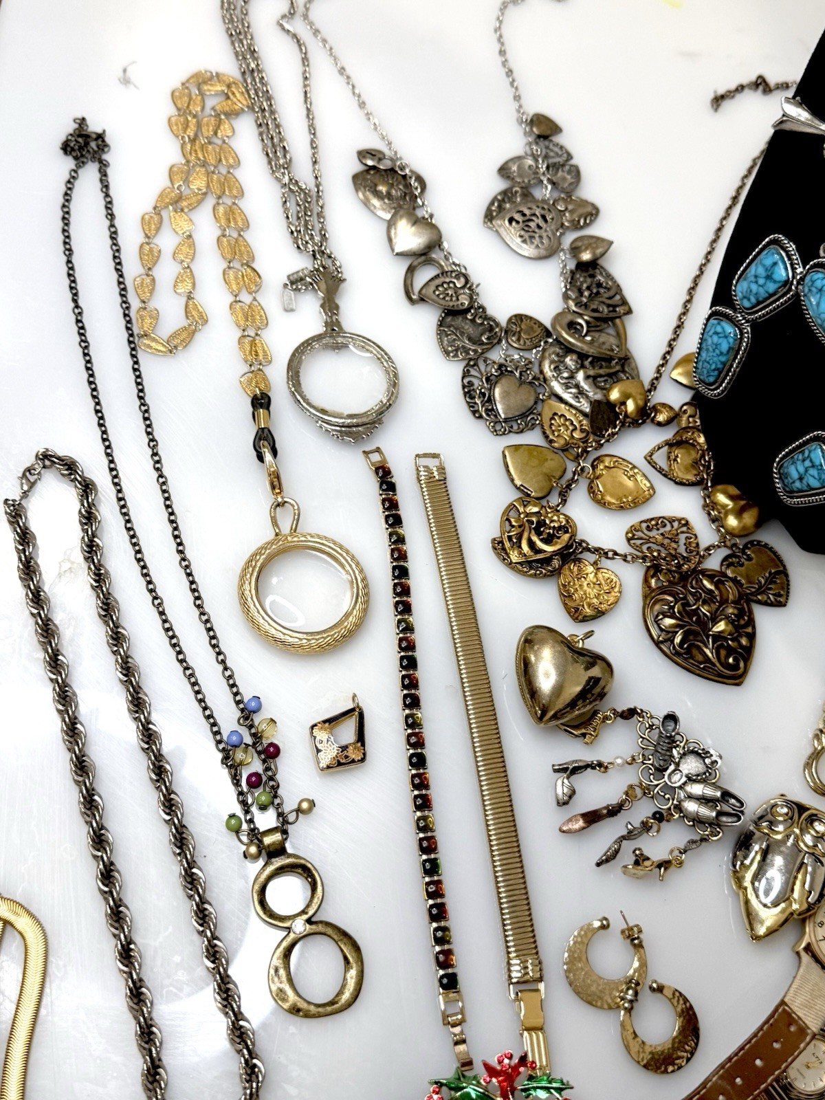 LARGE LOT Vtg Jewelry Brooch Bracelet Ring Earrings Necklace Pendant Cufflinks