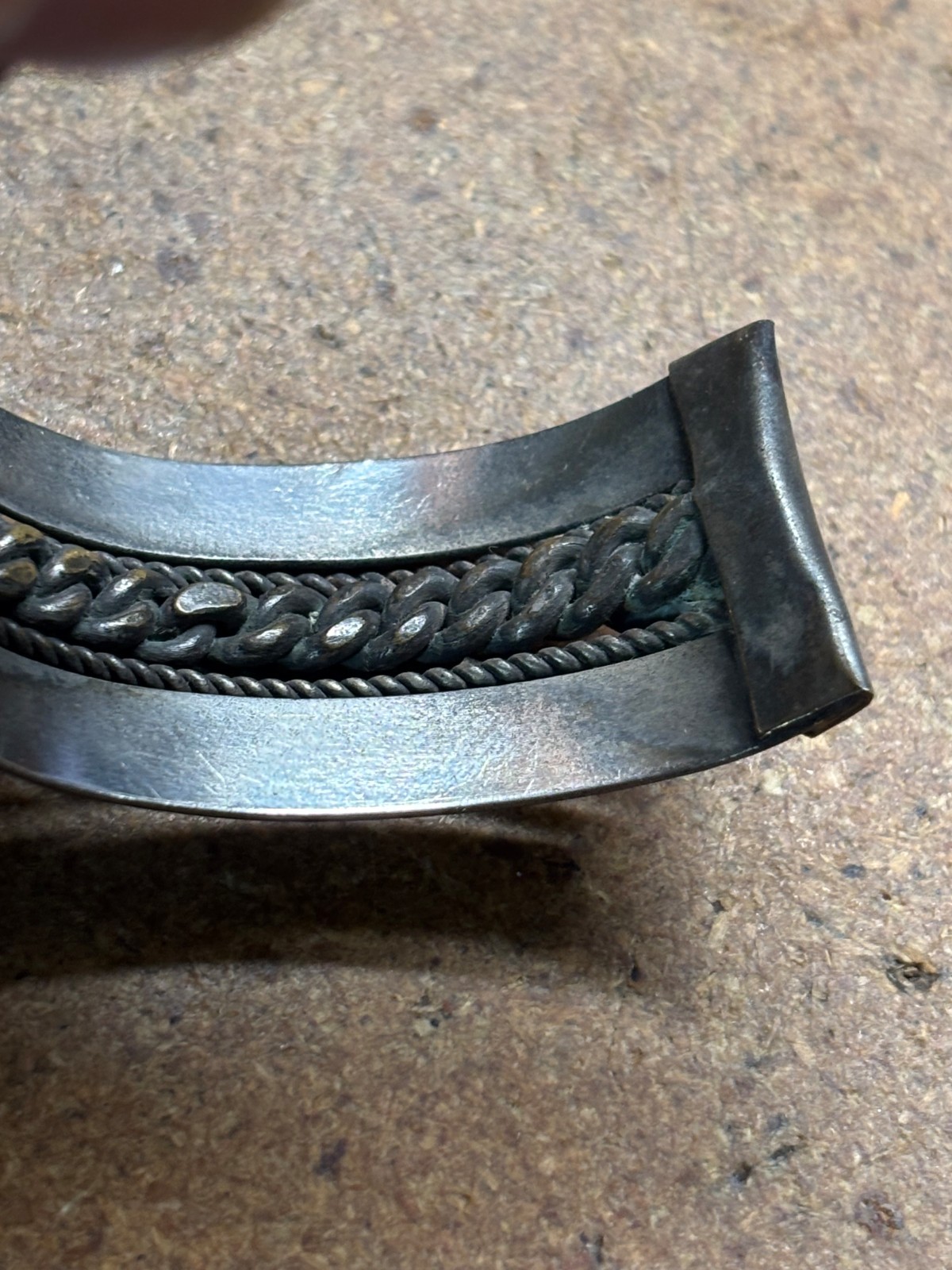 DESIGNER MARK silver tone brass EGYPTIAN Revival BEDOUIN CUFF Bangle Bracelet #2