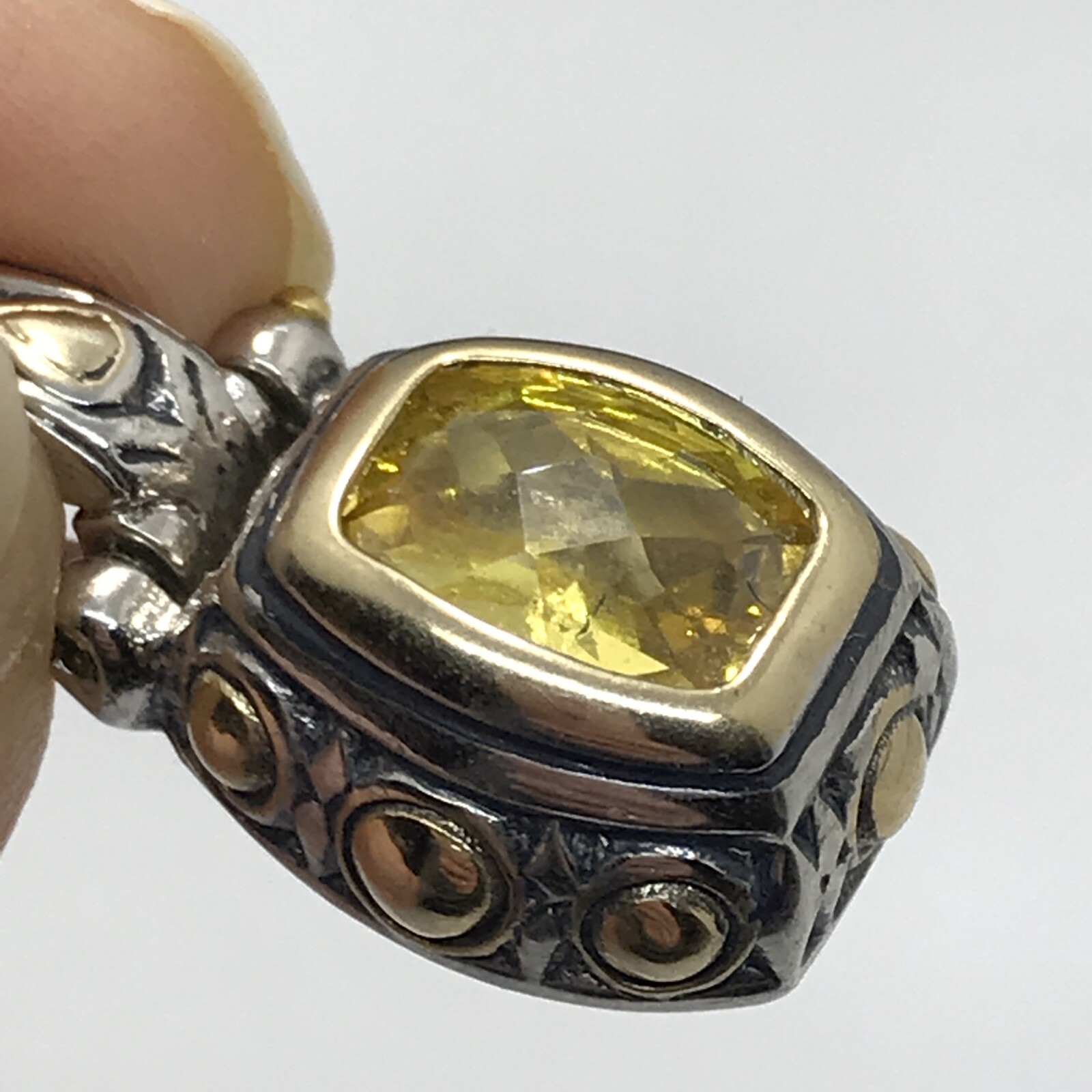 Vintage Renaissance Revival 2-Tone Citrine Yellow Cubic Zirconia Pendant