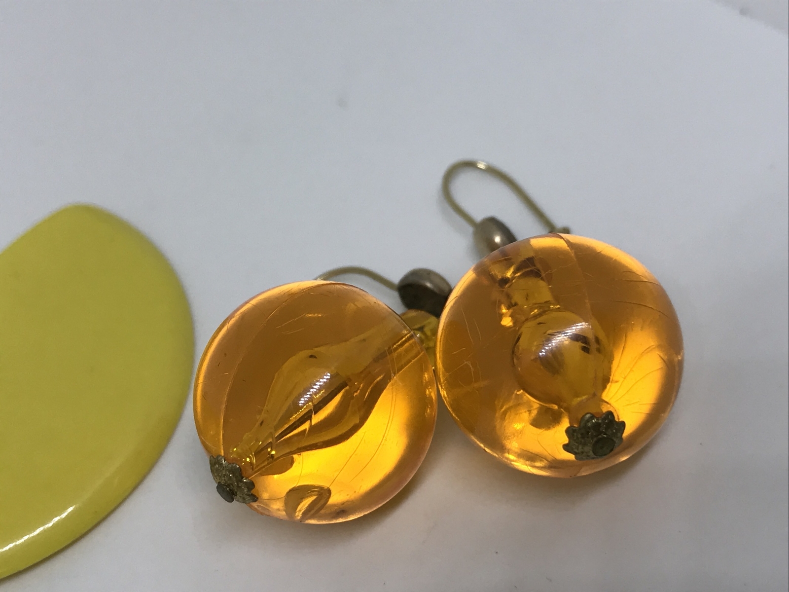 Vintage Retro 1950’s-1980’s EARRINGS Mustard Yellow Orange Gold Fill 4 Pair Lot