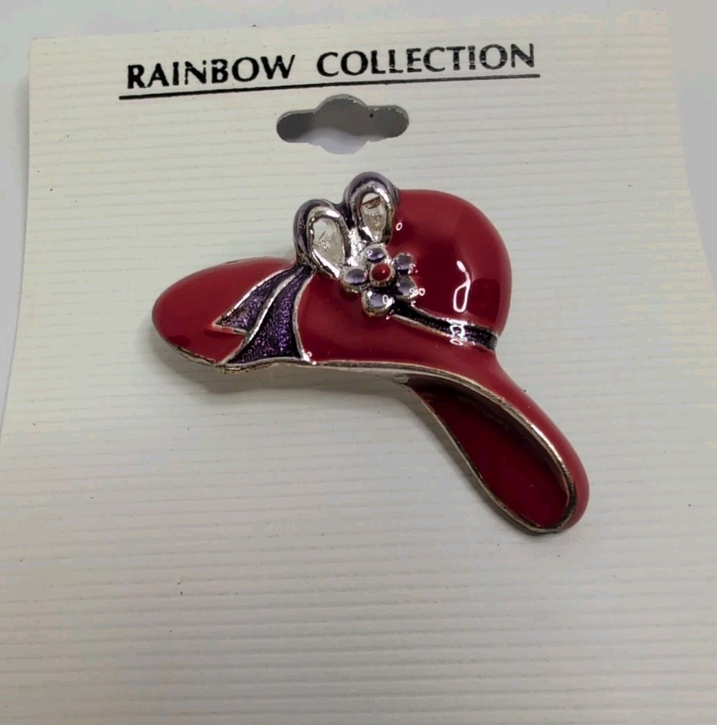 Enamel Red Hat Pin Vintage
