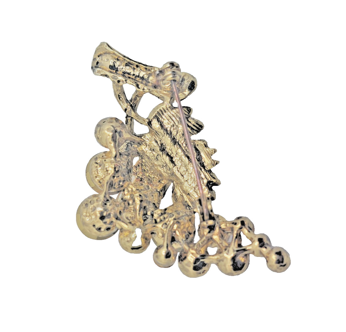 Vtg. Amber Rhinestone Grape Cluster Brooch Pin MCM Retro