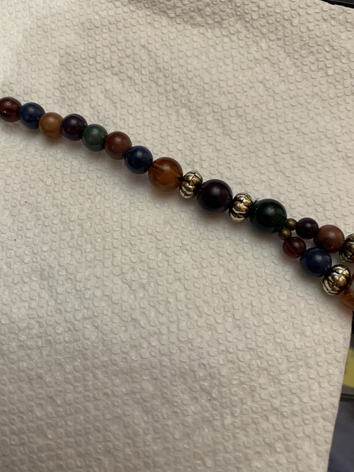 Vintage Multicolor Acrylic Chunky Faux Stone Choke Gold Tone Beaded Necklace 19″
