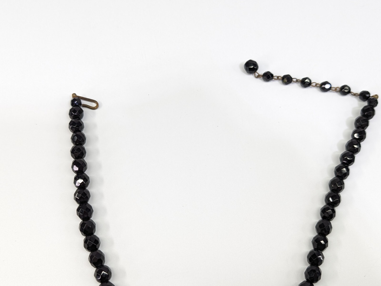 Vintage Black Glass Faceted AB Crystal Fringe Beaded Bib Statement Necklace