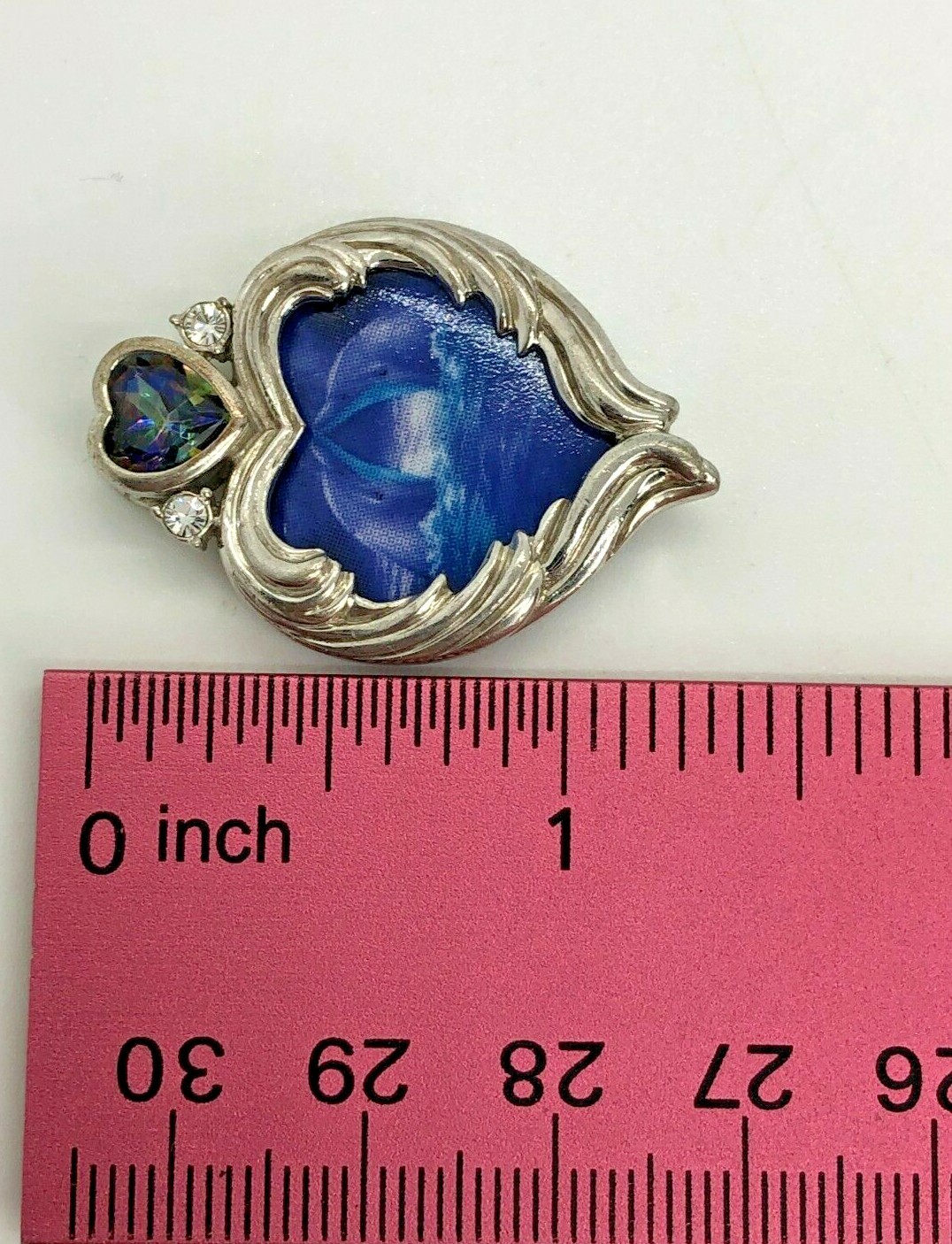 BGE Sterling Silver 7mm Mystic Topaz Kissing Dolphins Heart Pendant 8.4 Grams