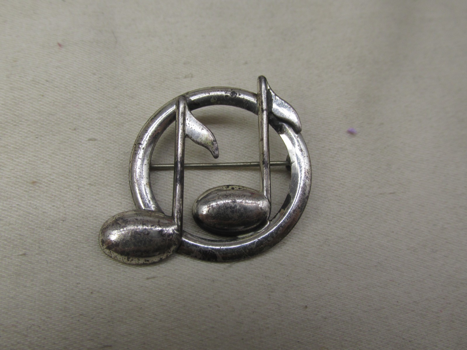 Vintage Sterling Silver Musical Notes Brooch 1.75″ #635