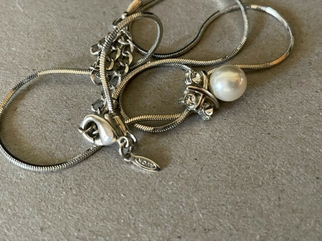 Avon Pearl and CZ Pendant on a 16″ Snake Chain Necklace with 3″ extender