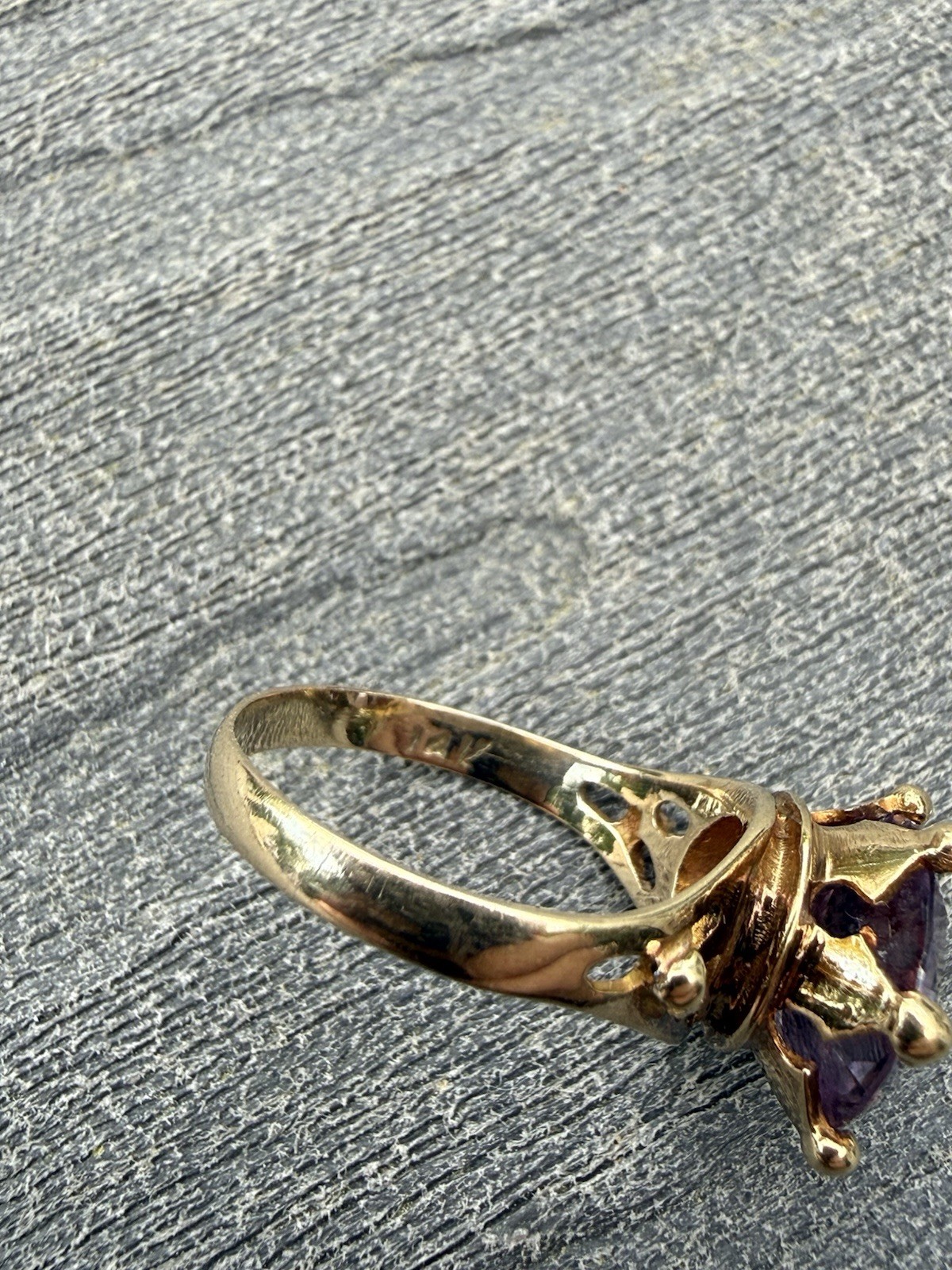 Vintage 14k Yellow Gold 4Ct+ Synthetic Color Change Sapphire Cocktail Ring Sz 7