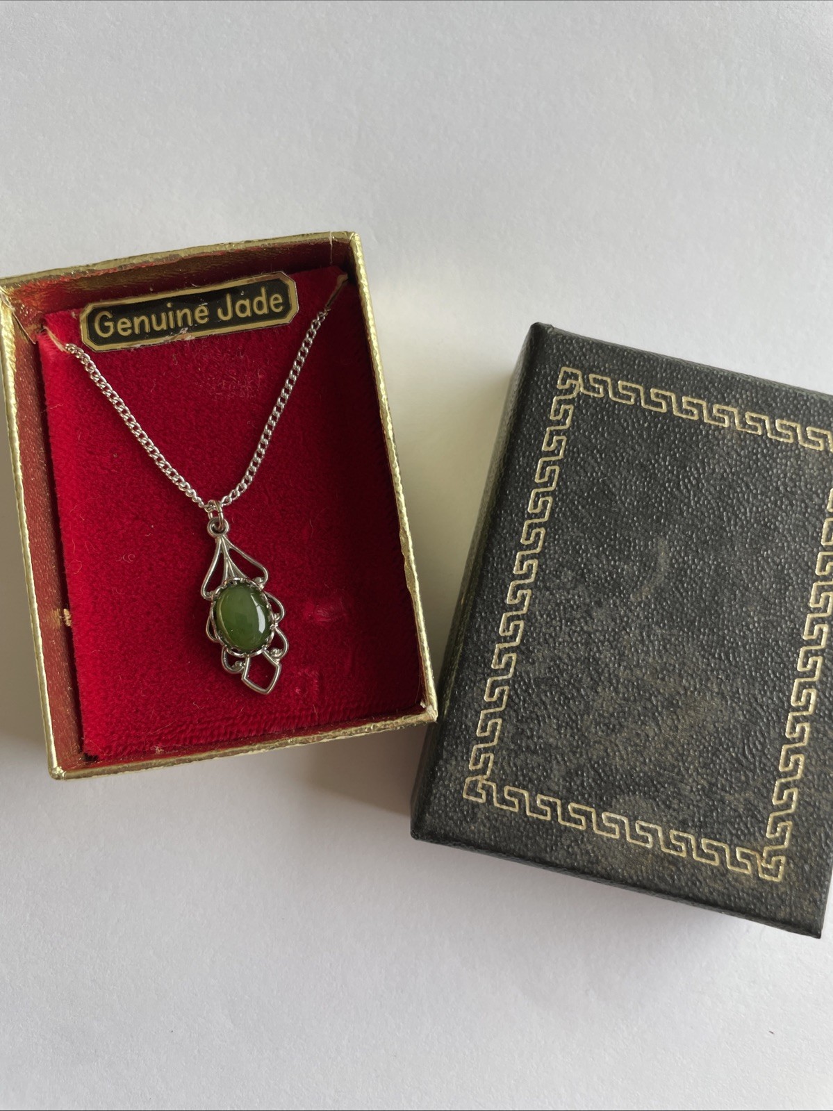 Vintage In Box Genuine Jade Pendant Necklace