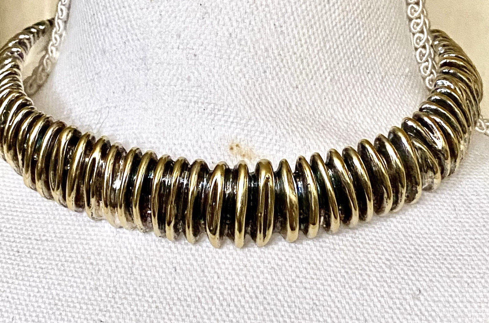 SIGNED M.H. 925 VTG STERLING SILVER VERMEIL CHOKER NECKLACE & EARRINGS~ 64 GR