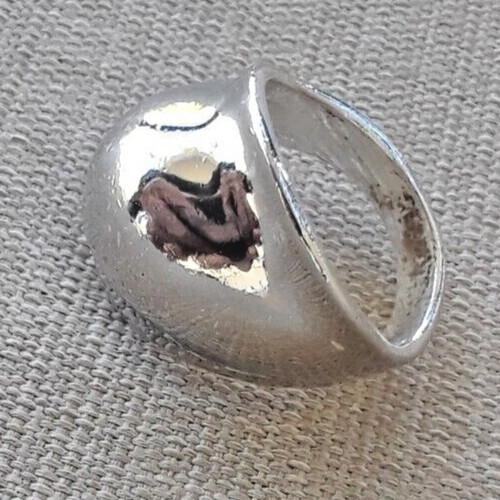 Ham Thai Signed 925 Sterling Silver Vintage Modernist Dome Ring Size 17.5mm