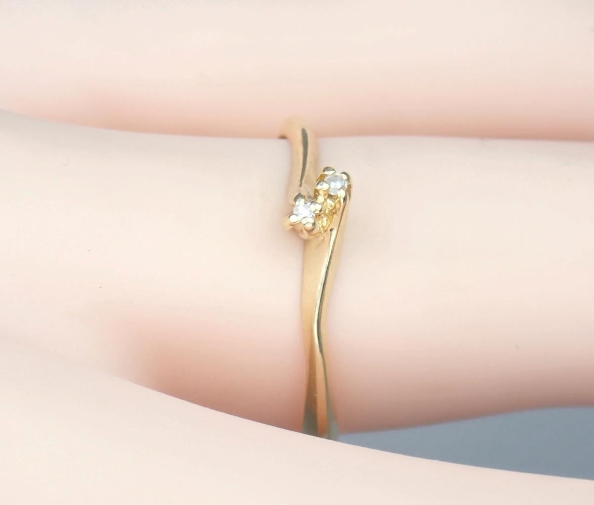Dainty Vintage Estate Solid 14K Gold SAMUEL AARON Diamond Toi Et Moi Ring NY 6.5