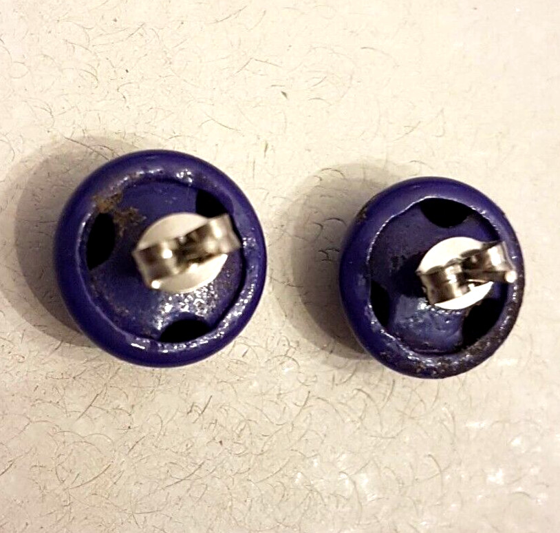 Violet Blue Metal Dome Pierced Earrings 1/2 inch Stud Posts