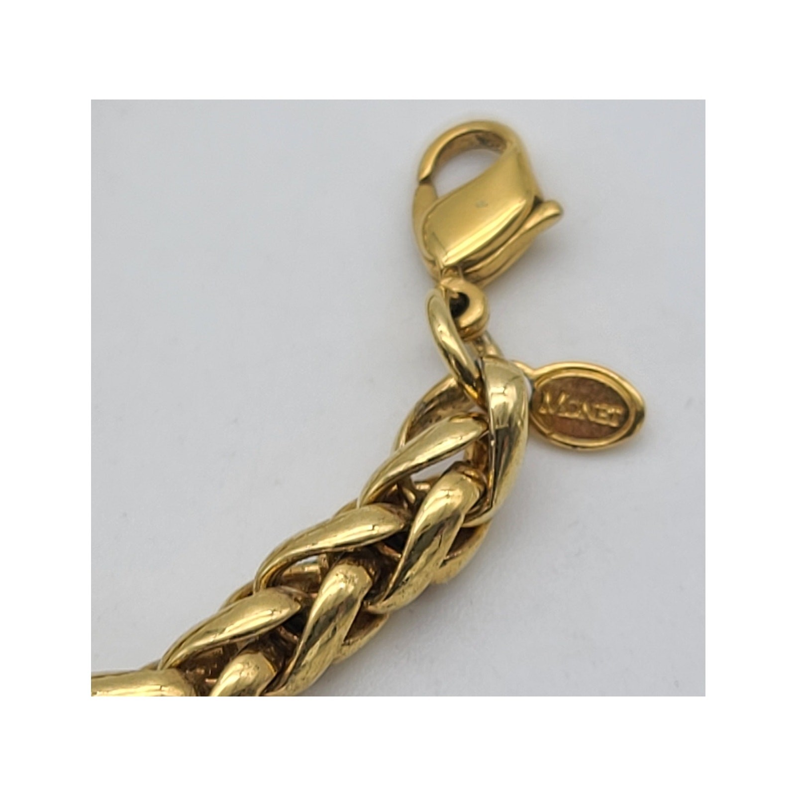 VTG 24″ Monet Triple Gold-Plated Hollow Wheat Spiga Link Braided Chain Necklace