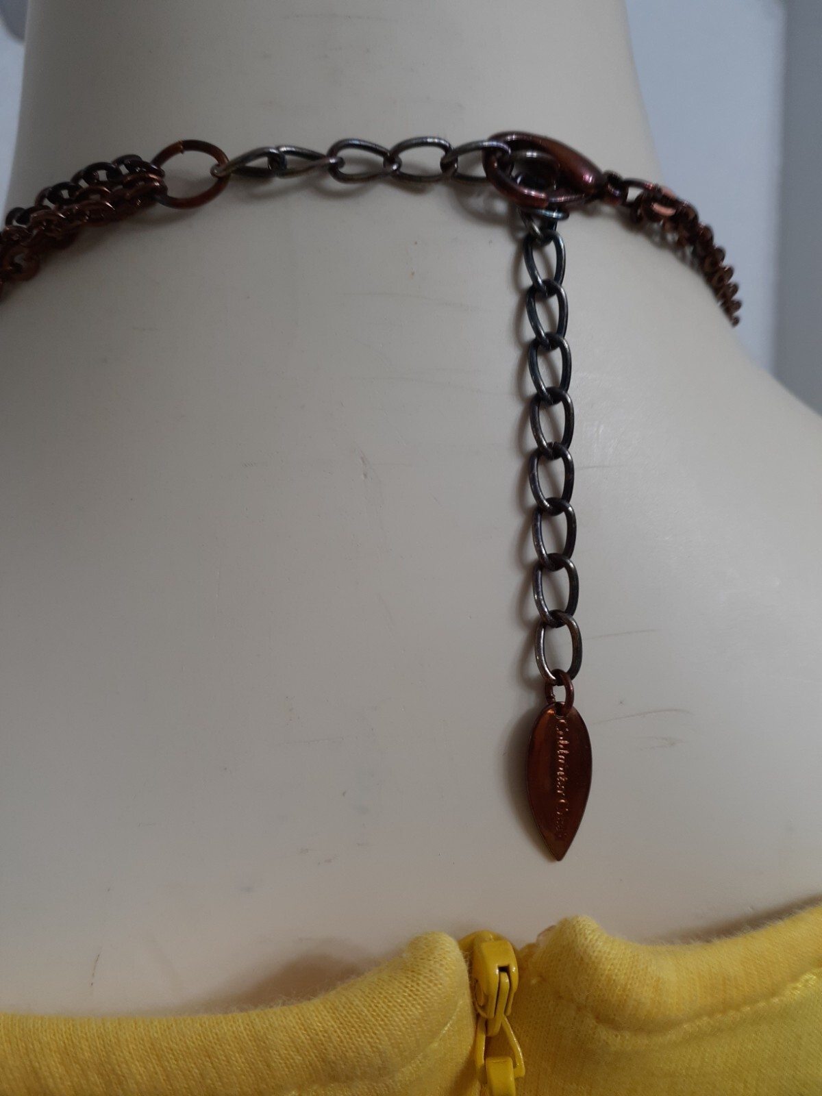 Coldwater Creek women long necklace all metal chains with tiny beads. NWOT.