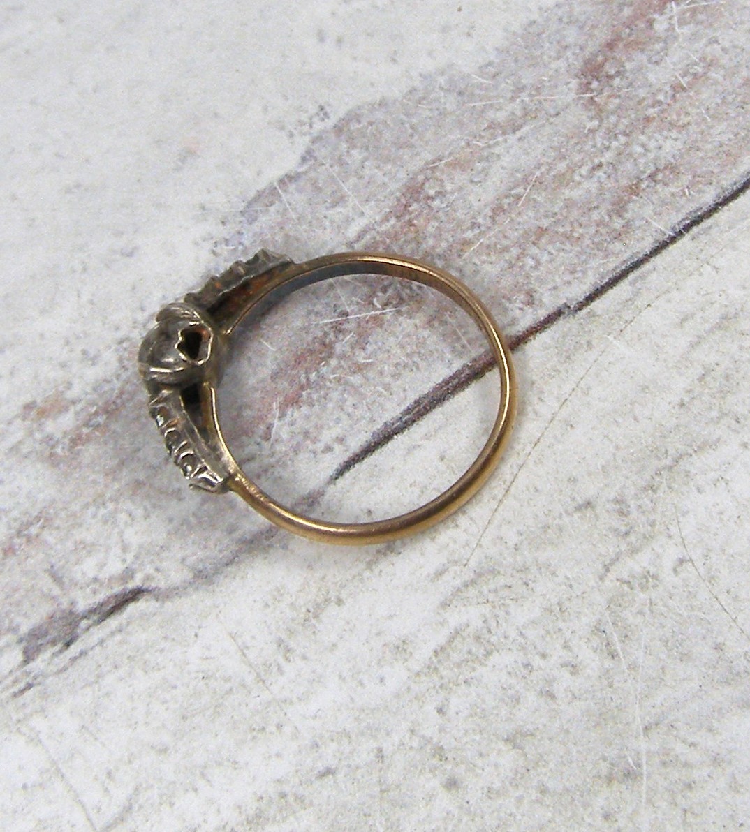 Vintage Uncas 12K Gold Filled Sterling 5.75 Clear Paste Stone Ring Engagement
