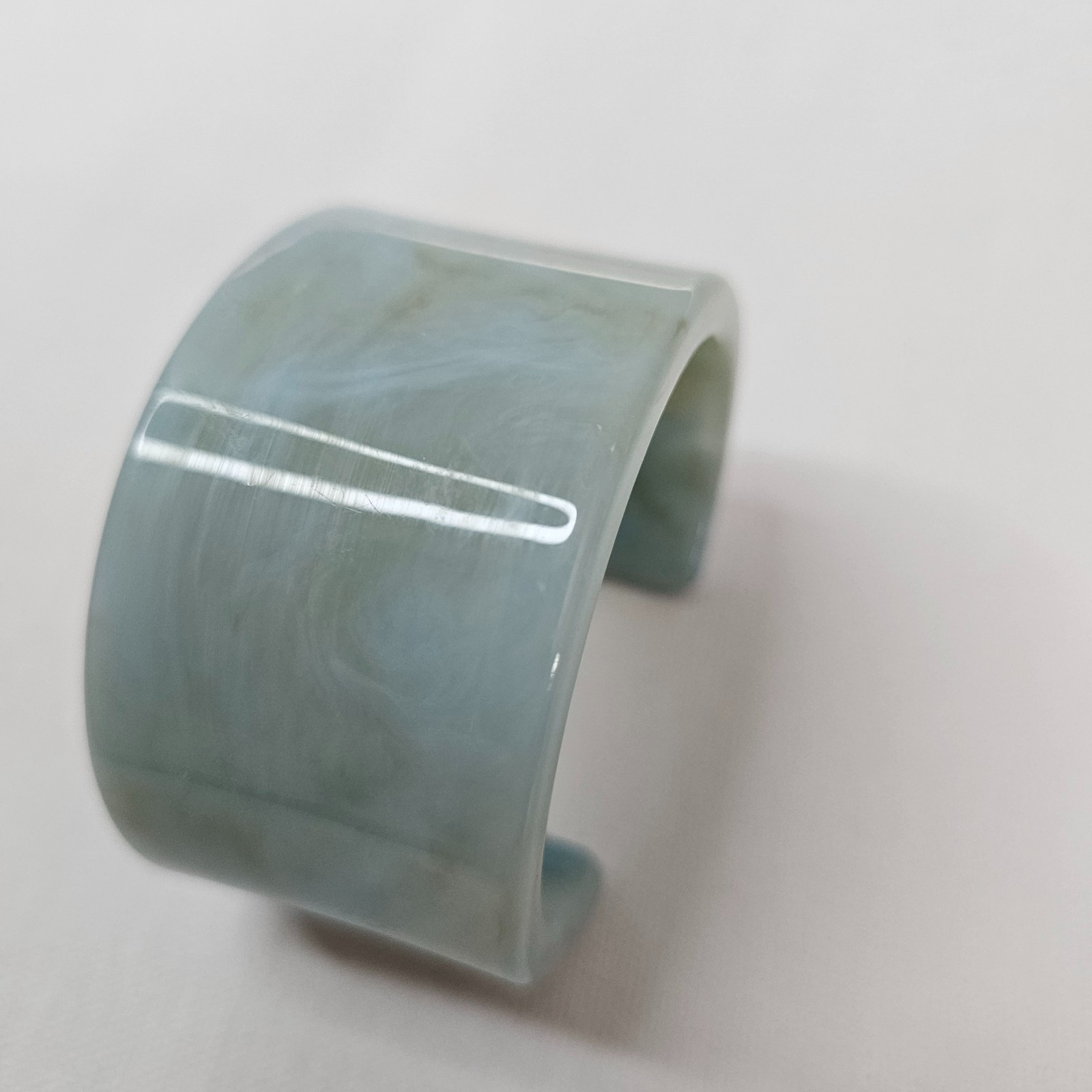 Vintage Wide Cuff Bangle Bracelet C-Shape Light Blue-Green Retro Unmarked