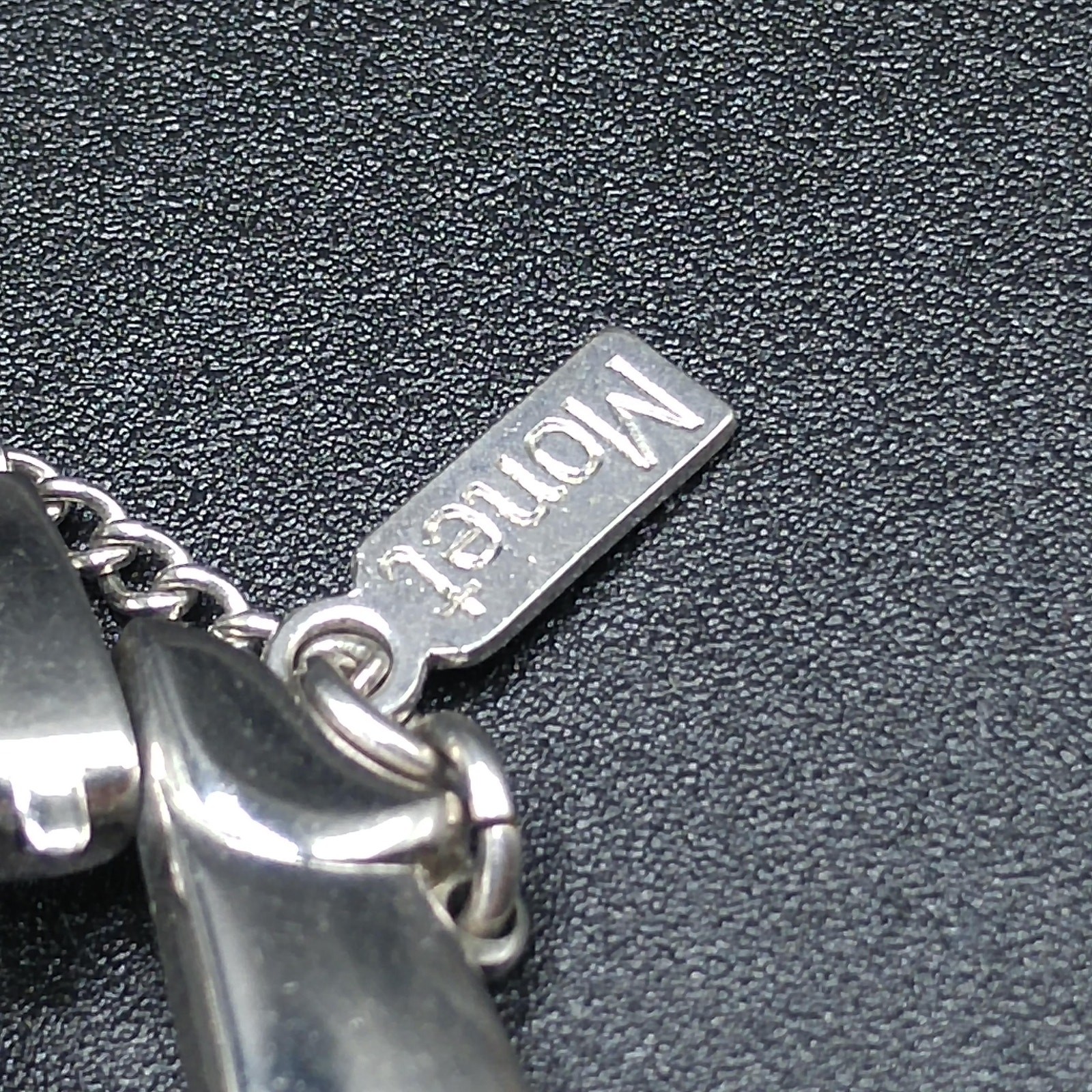 Vintage Monet Rhodium Link Bracelet Sister Clasp Mid Century Signed 7”