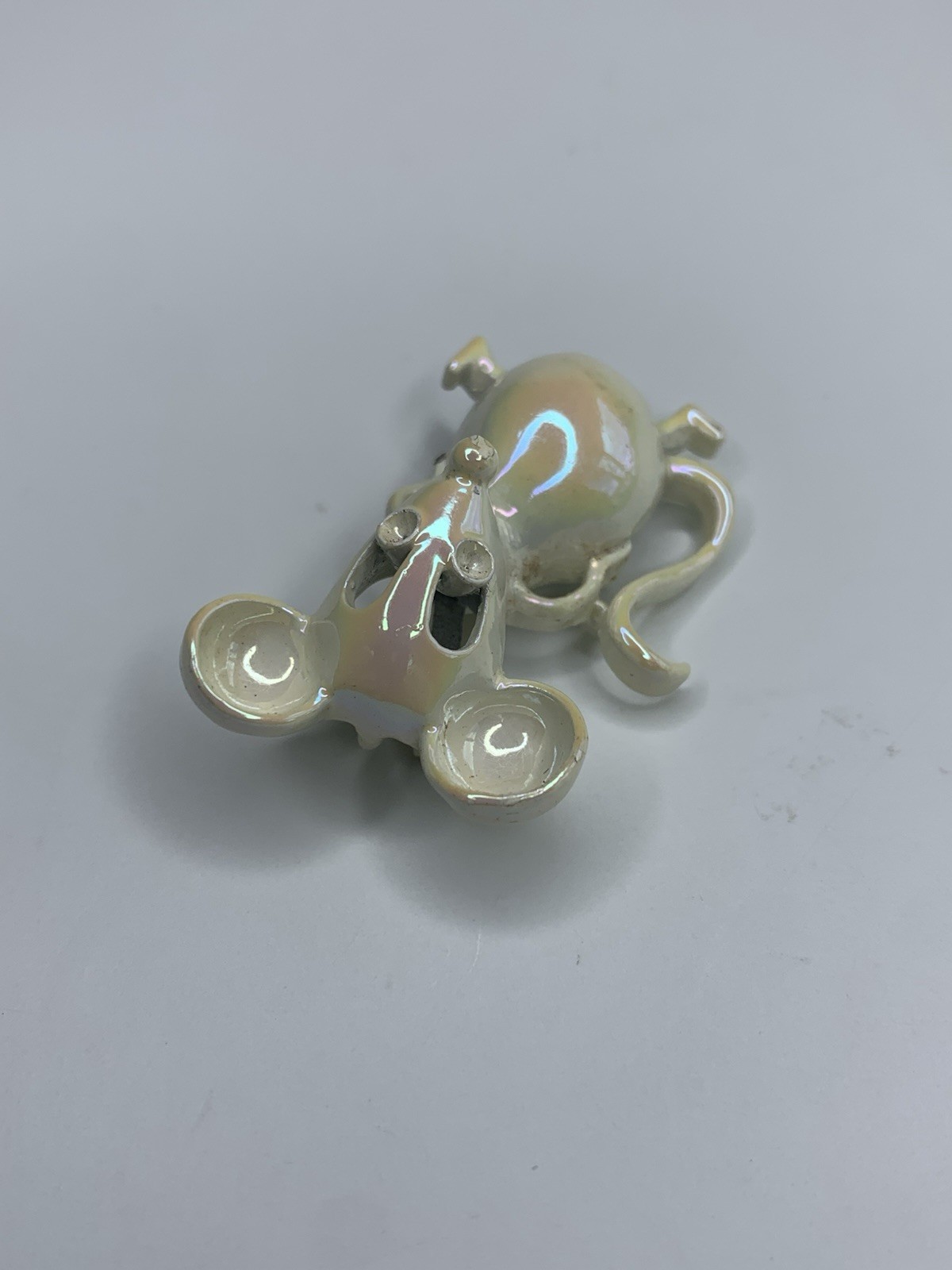 Vintage Gerrys Mouse With Pin Brooch Pearl Enamel Finish