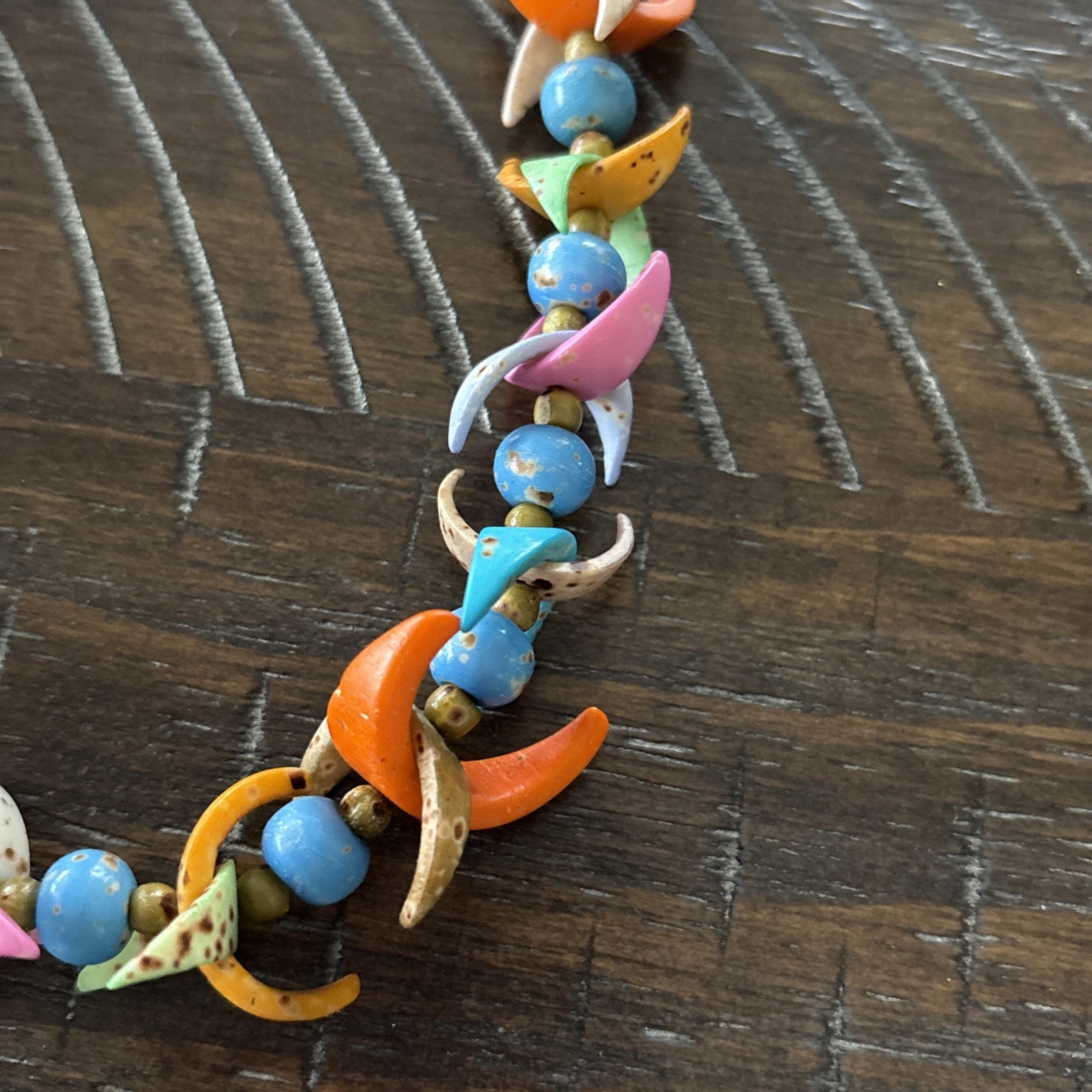 Vintage Bohemian Unique Statement Necklace Multicolor Beads Stone & Shapes Retro