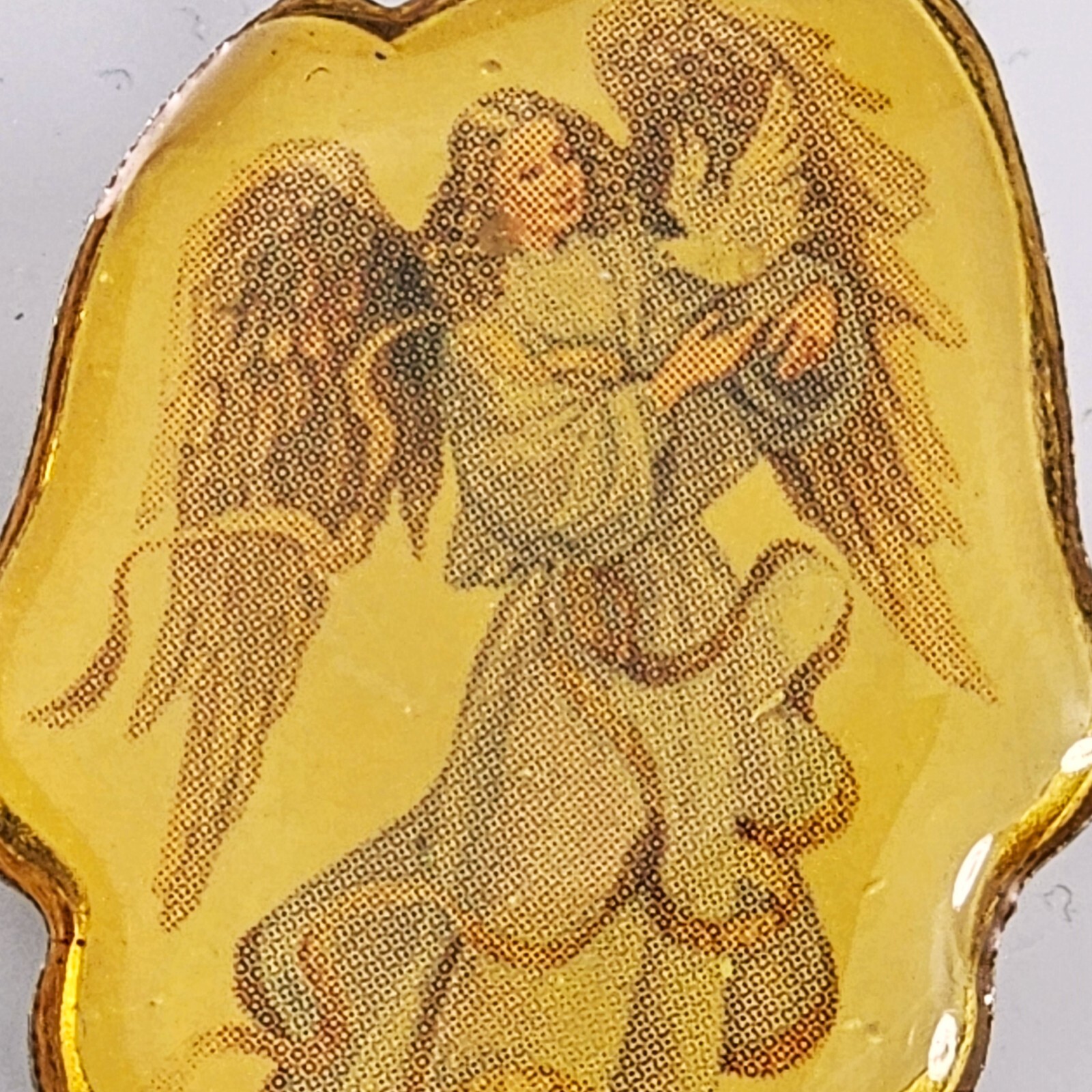 VTG Guardian Angel with White Dove Lapel Hat Pin Christian Religious Resin Metal
