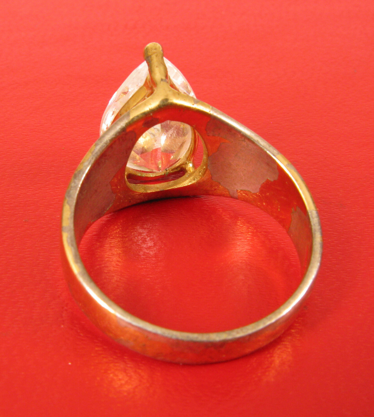 VINTAGE LINDENWOLD FINE JEWELERS STERLING SILVER GP TEARDROP CZ COCKTAIL RING !