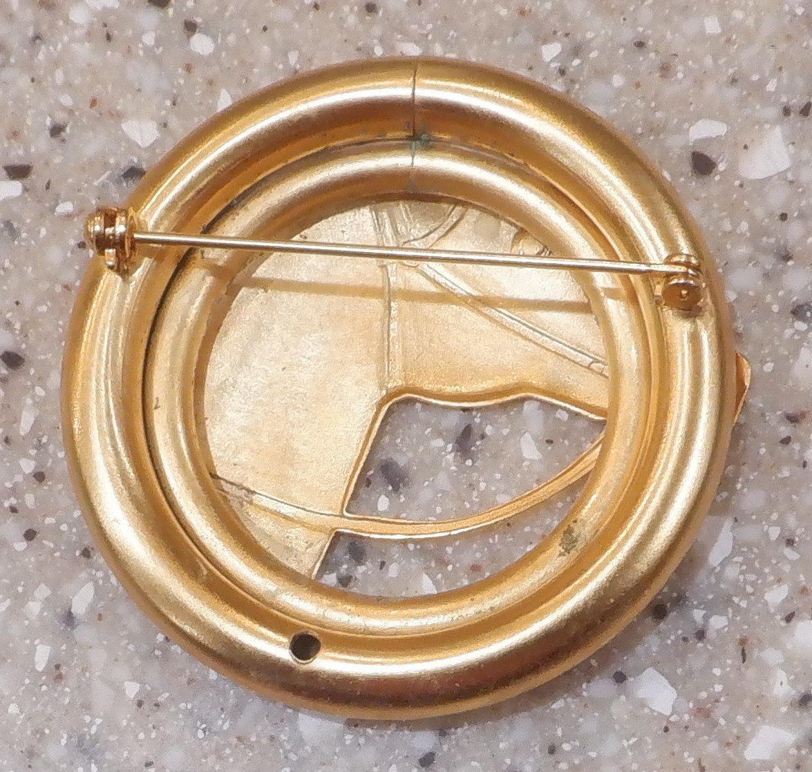 Vintage Equestrian Horse Gold Tone Brooch Pin