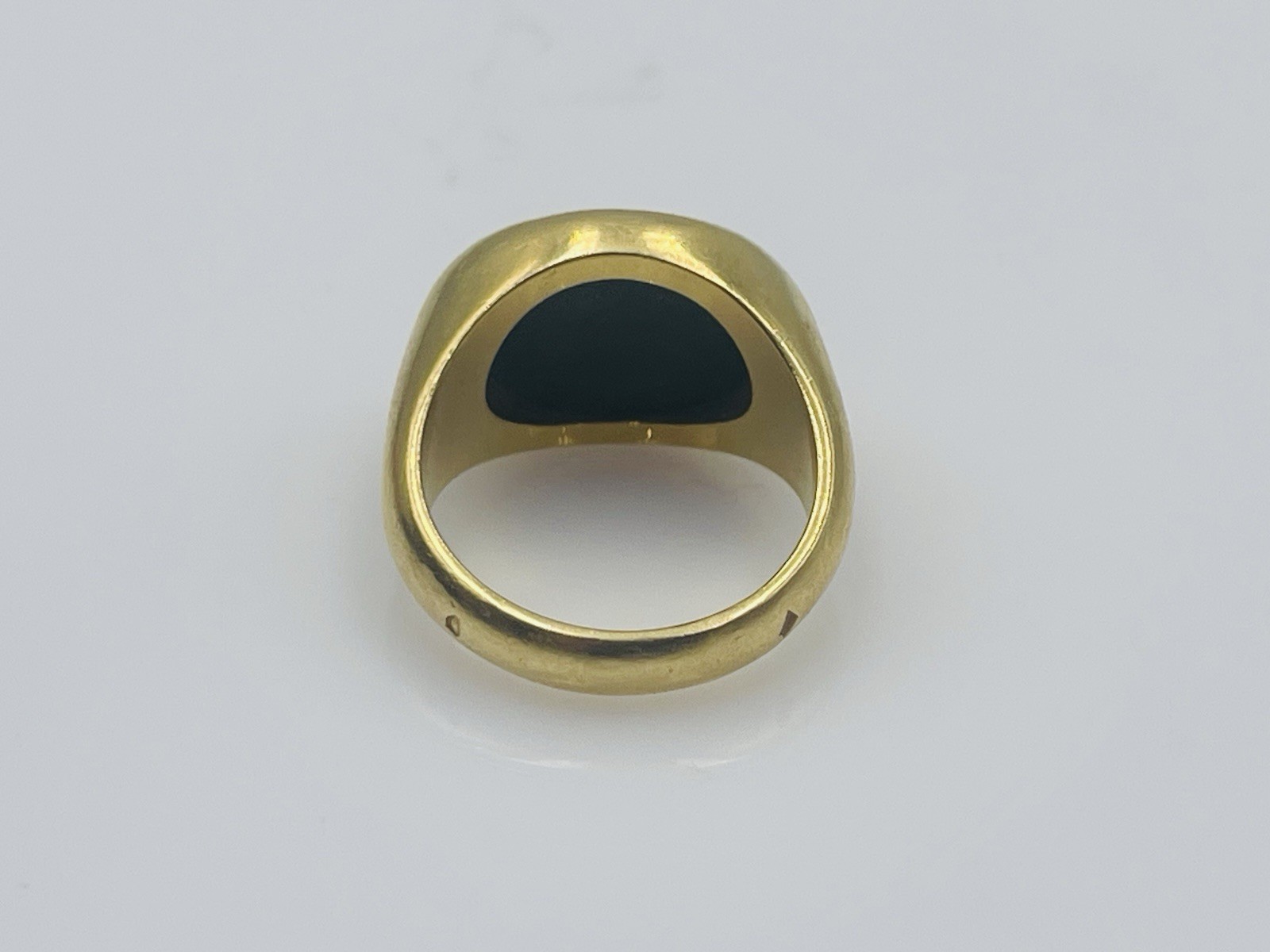 Antique French 18k Yellow Gold Bloodstone Crest Signet Ring Size 4.75