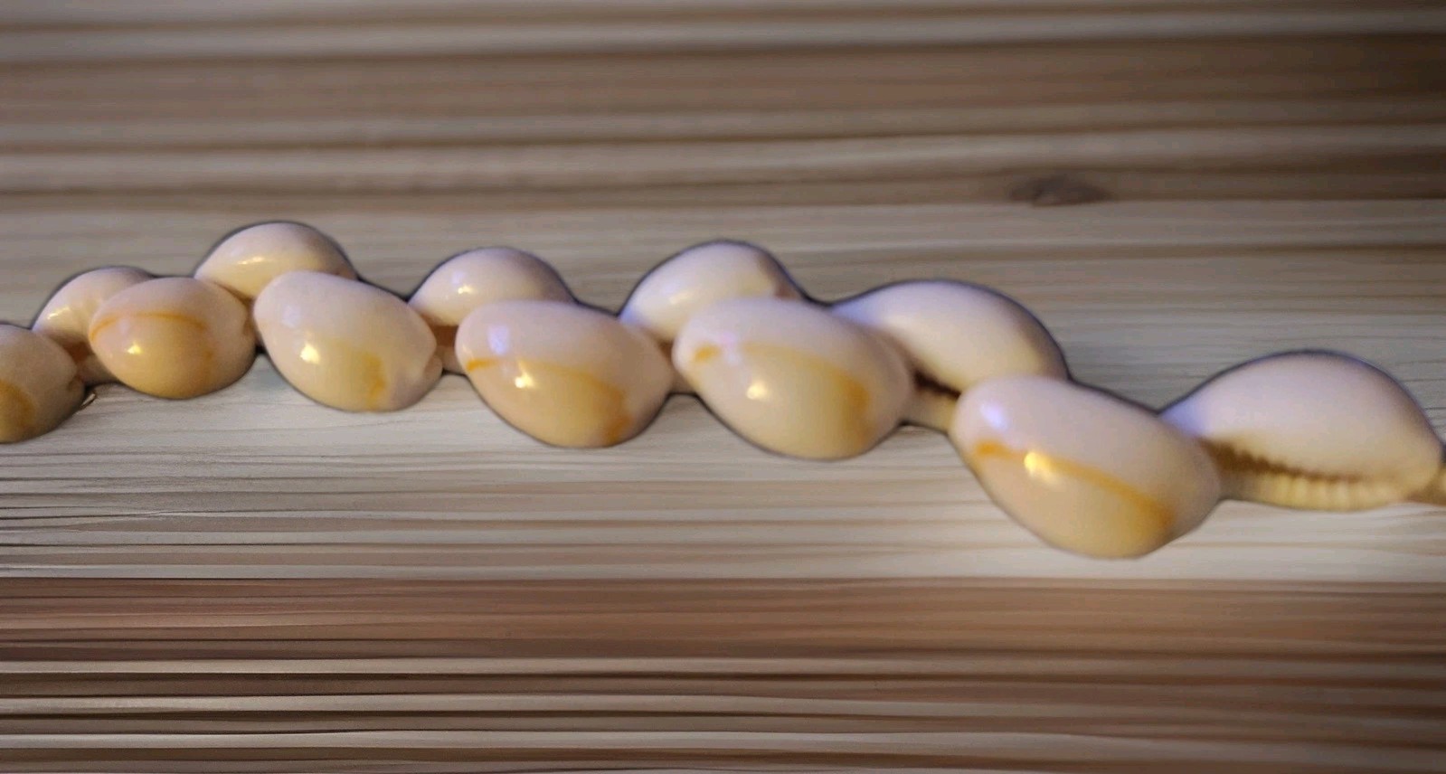 Vintage Cowrie Twisted Necklace Natural Sea Shell Beaded 32” Beautiful